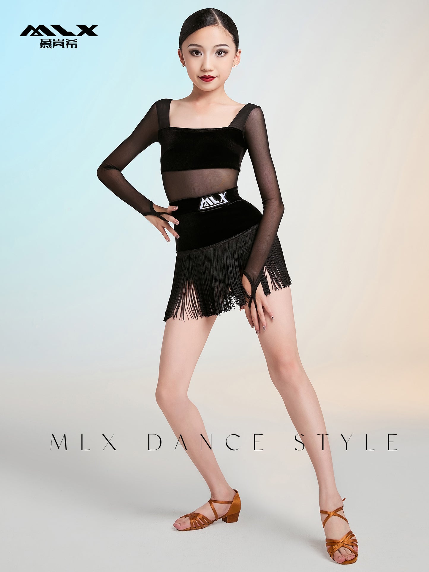 One-neck velvet suit#8156+8354