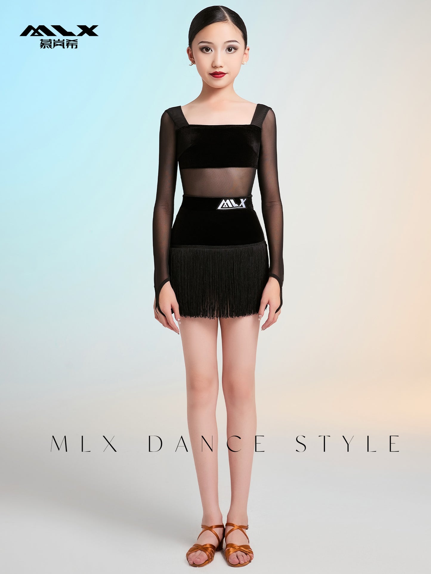 One-neck velvet suit#8156+8354