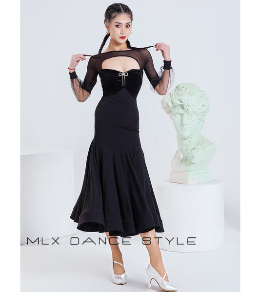 Modern dance black dress#6543