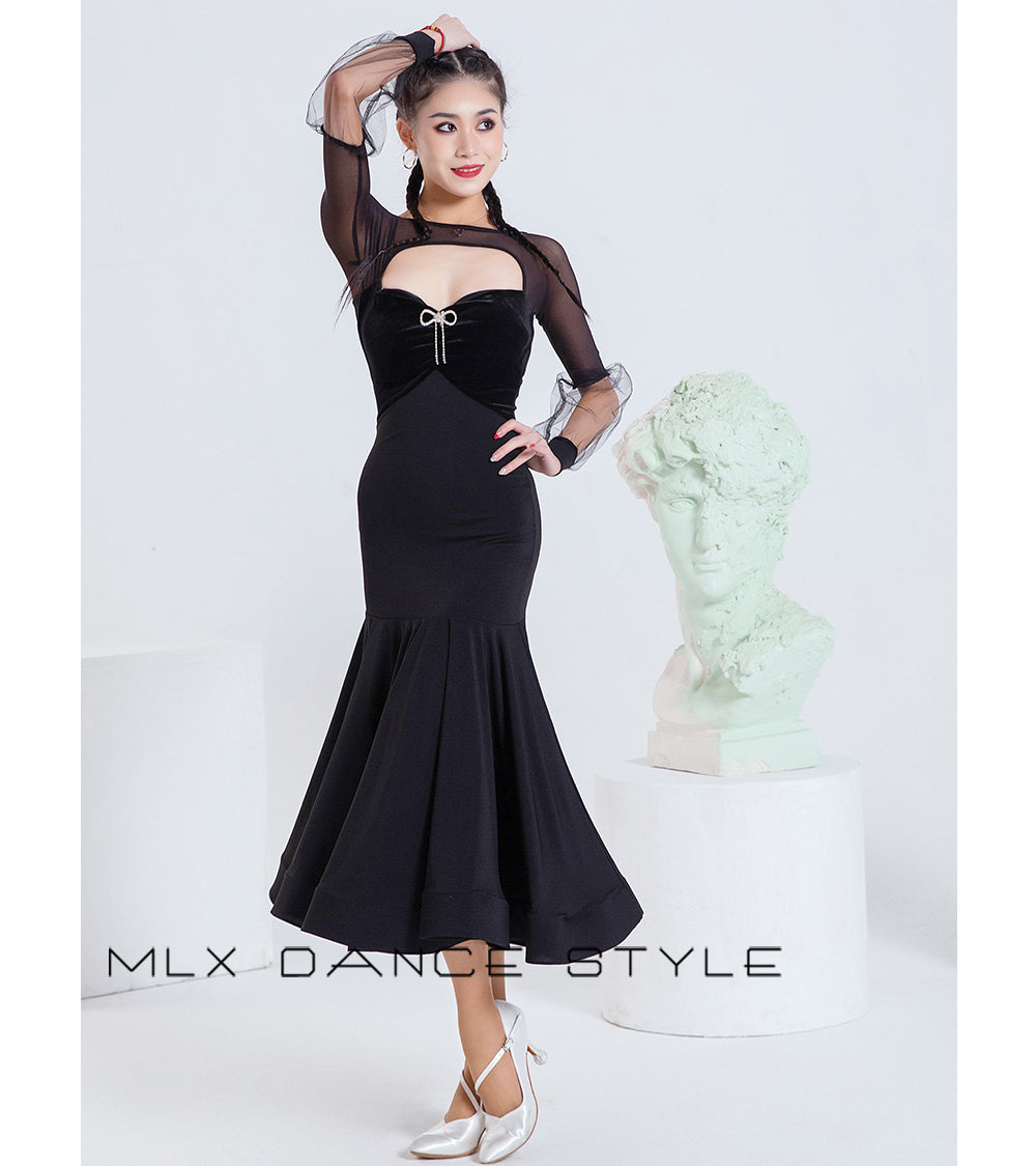 Modern dance black dress#6543