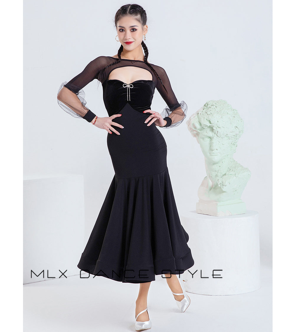 Modern dance black dress#6543