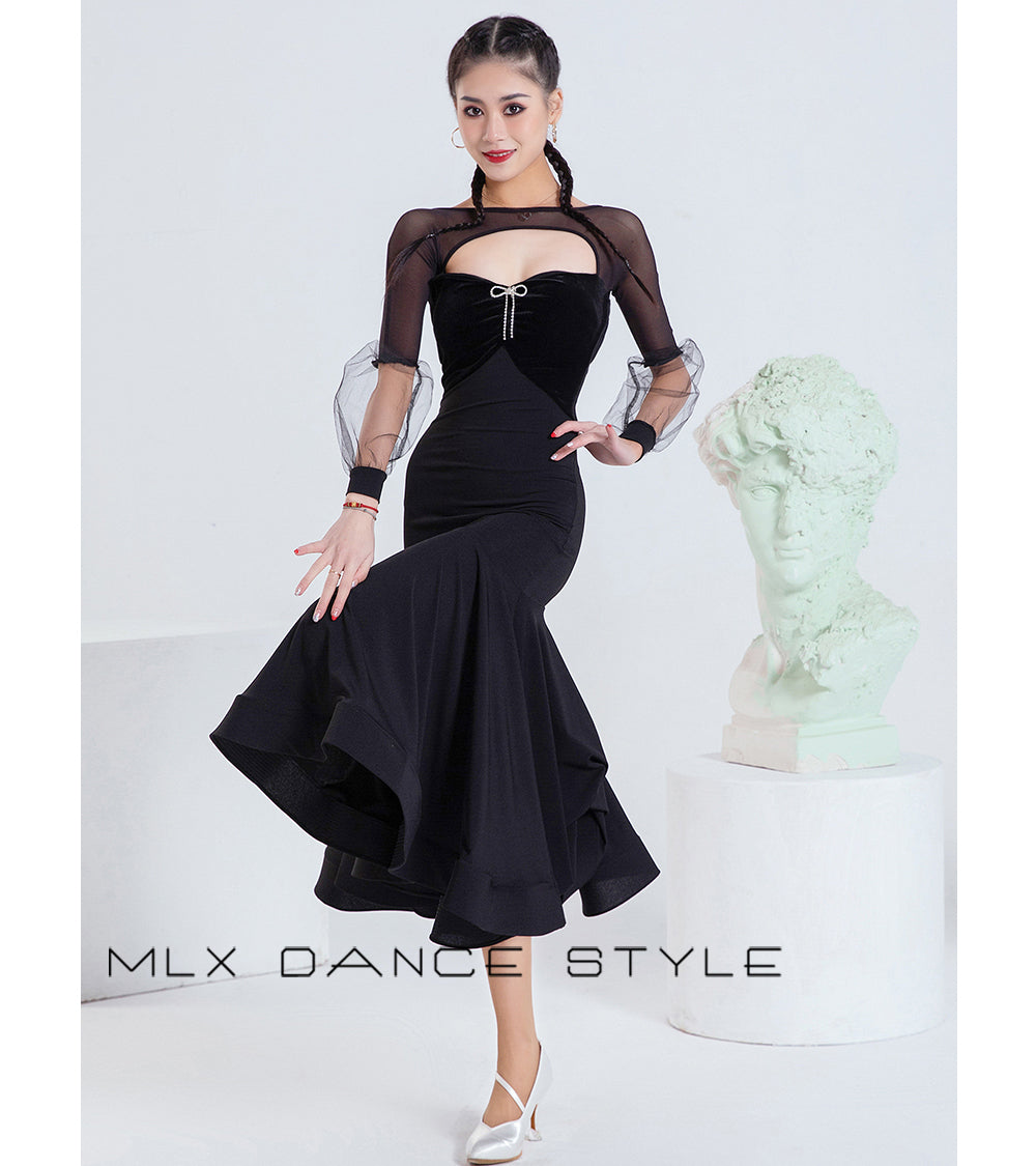 Modern dance black dress#6543