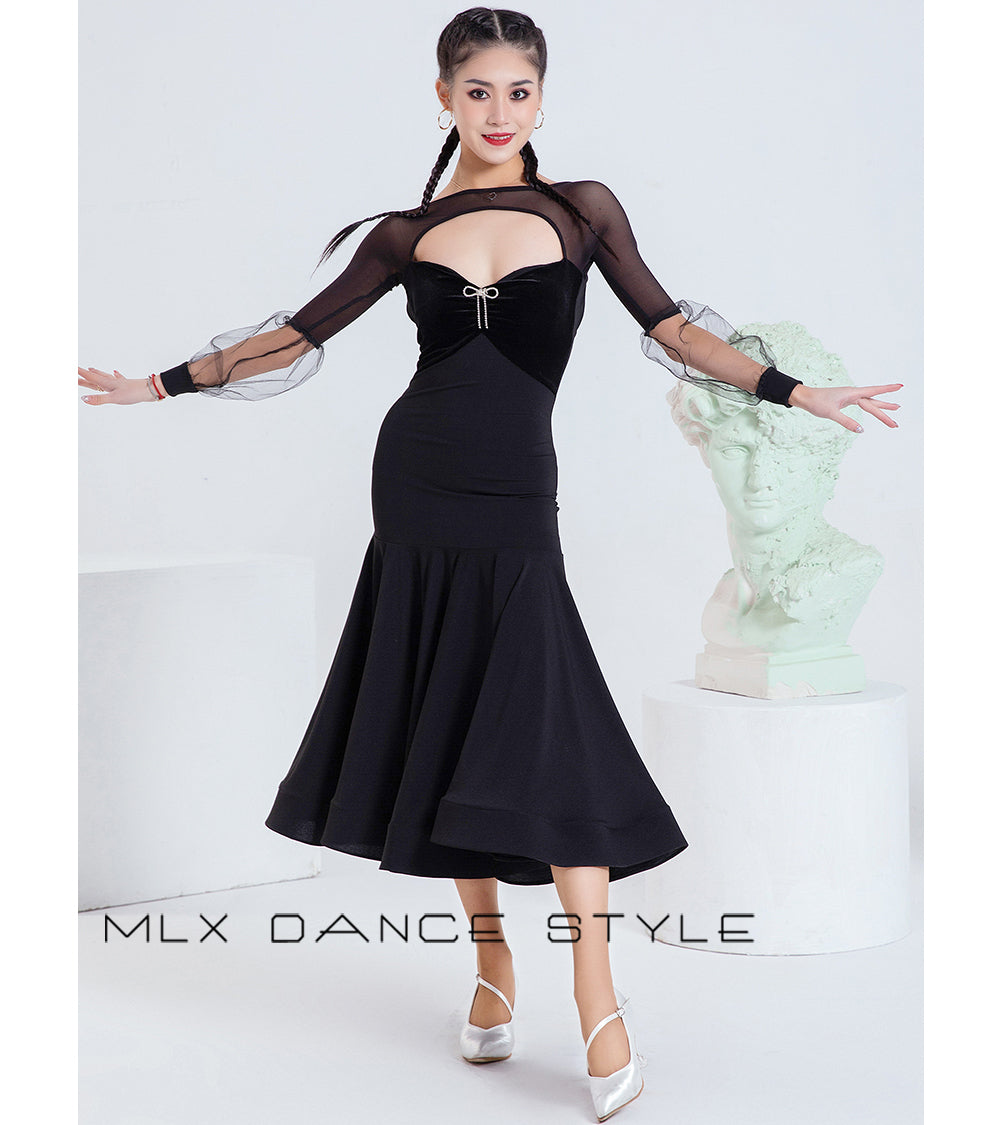 Modern dance black dress#6543