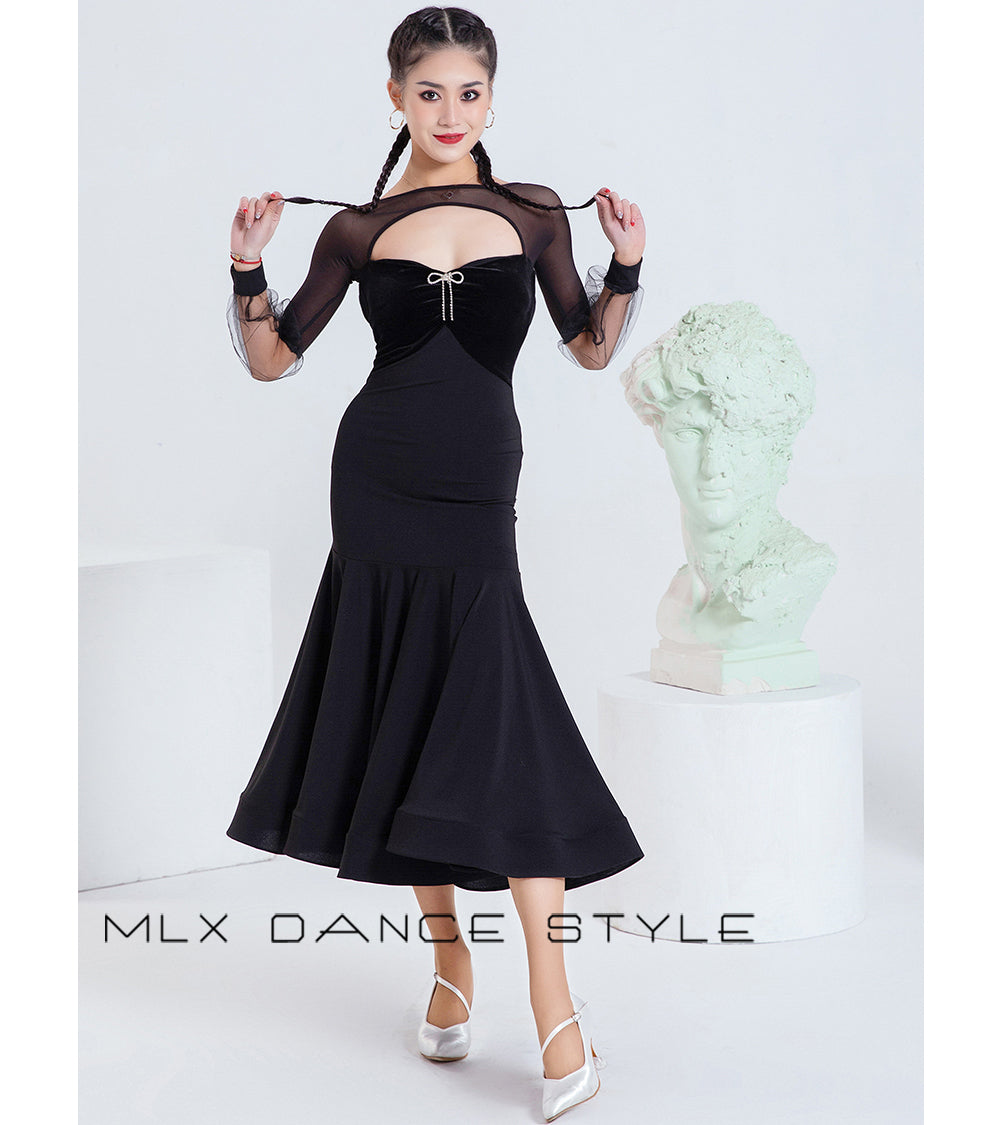 Modern dance black dress#6543