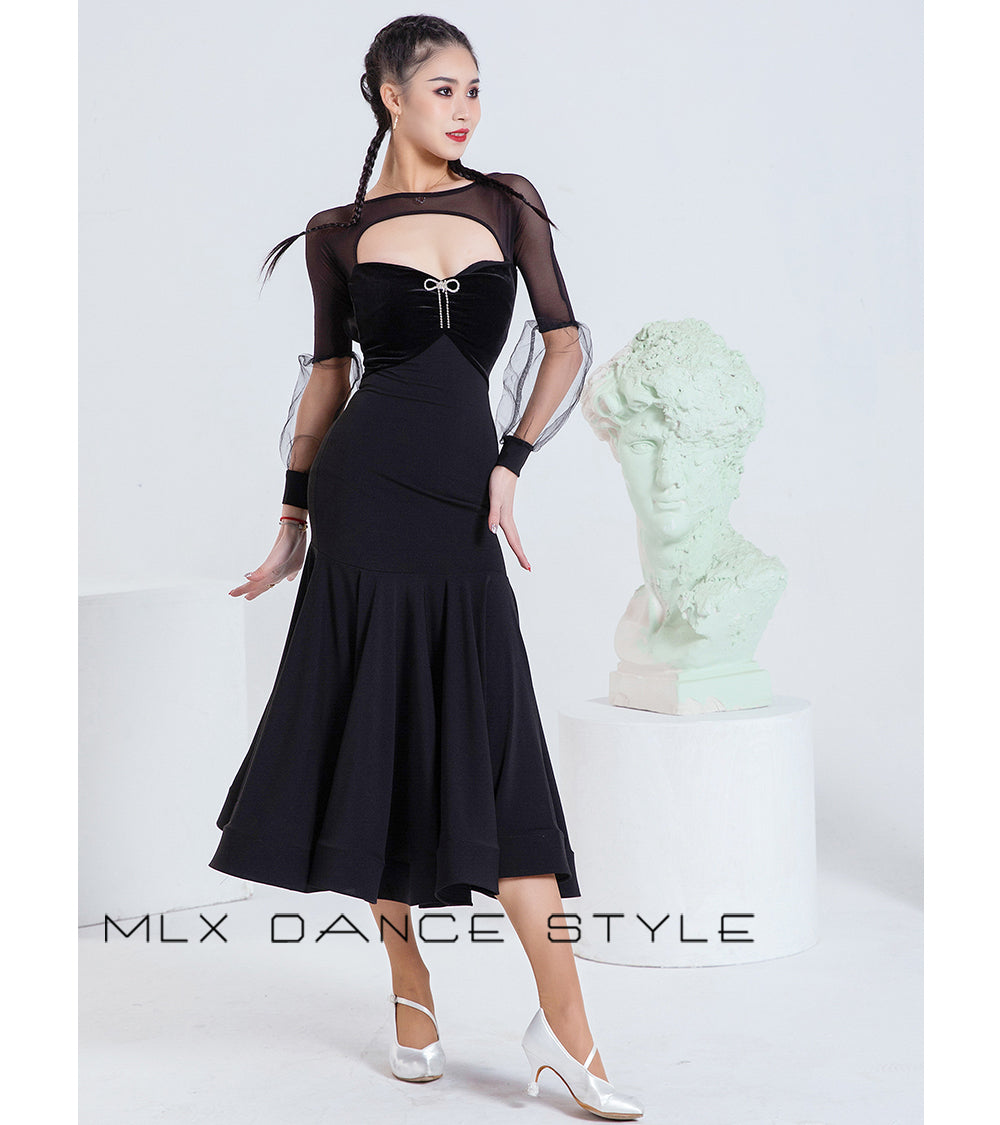 Modern dance black dress#6543