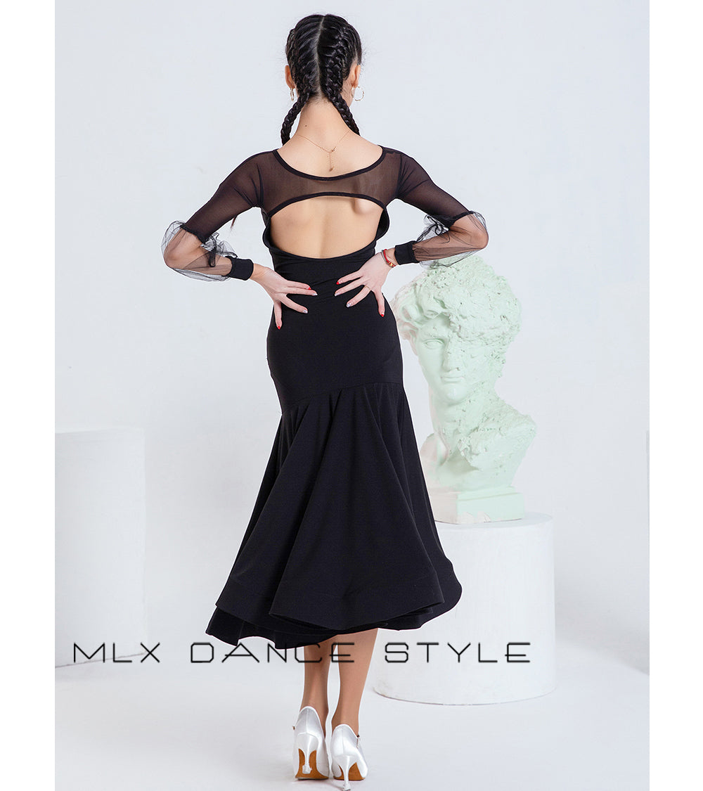 Modern dance black dress#6543